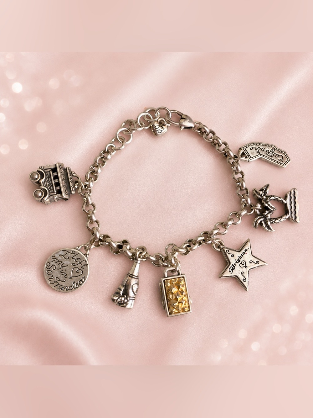 Brighton Silver Charm Bracelet with Gold Rush California Hollywood